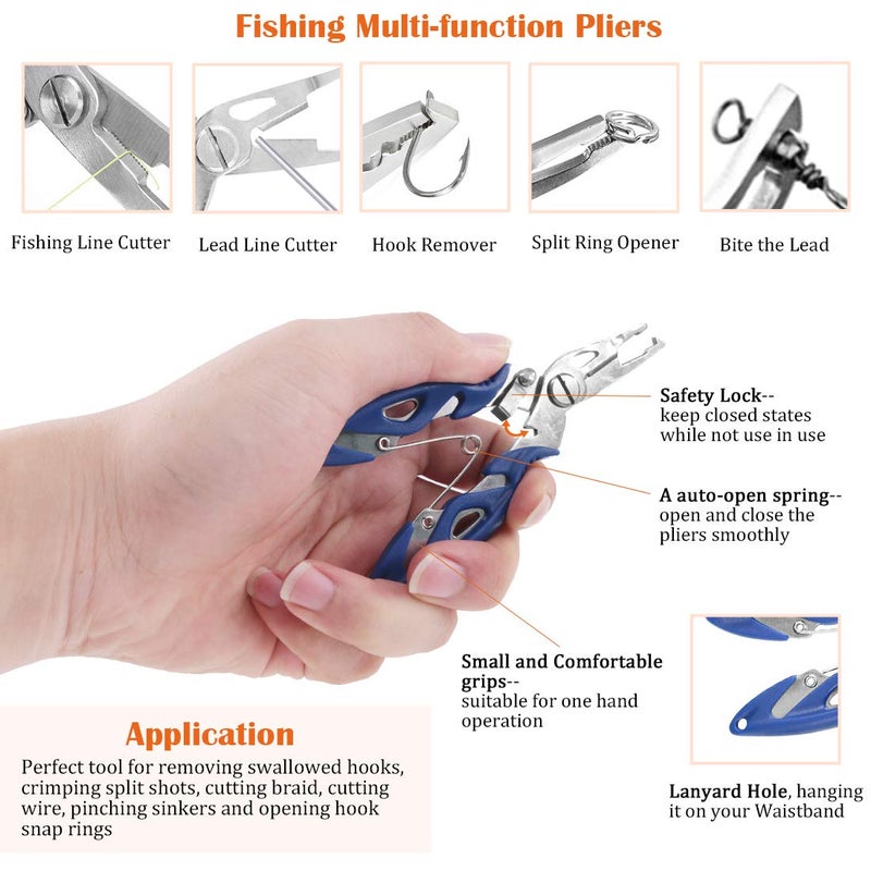 Rustark 201 Pcs Stainless Steel Fishing Split Rings 5 Sizes Double High Strength Lure Tackle Connector kit with Fishing Pliers Fish Hook Remover Fishing Tackle for Freshwater and Saltwater - Image 5